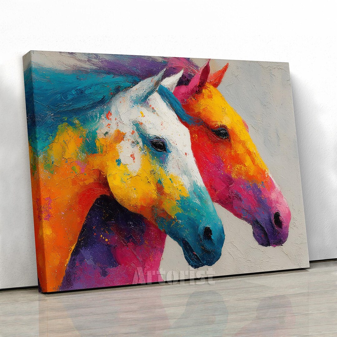 Colorful Abstract Horse Wall Art Modern Equine Canvas Decor - Etsy