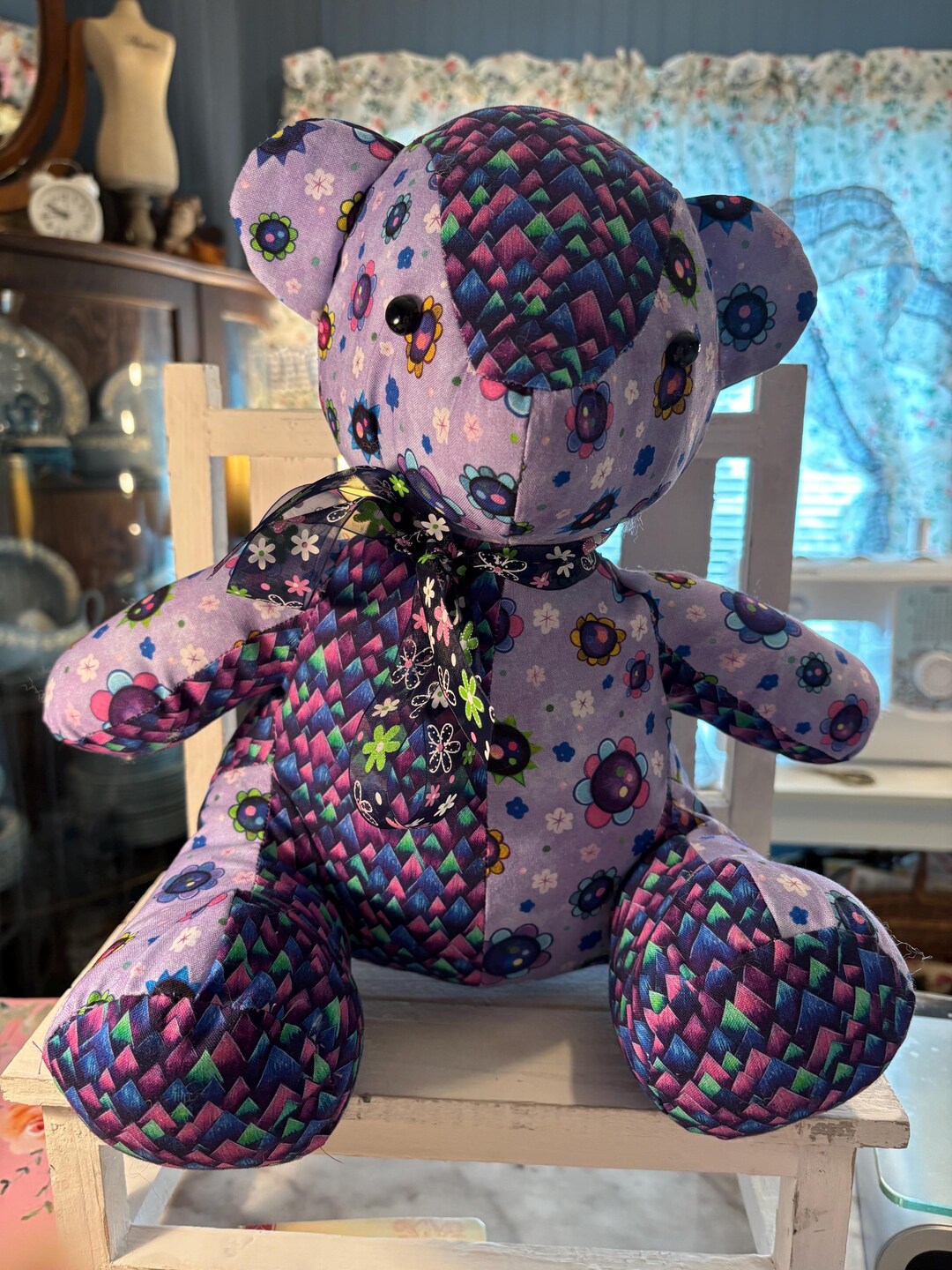 Teddy Bear, Handmade Patchwork Stuffed Animal - Etsy