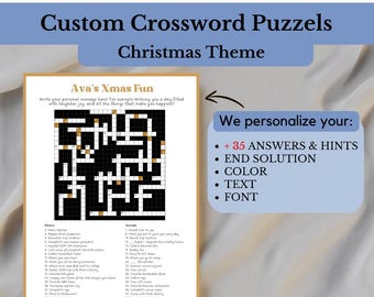 Personalisiertes Kreuzworträtsel | Benutzerdefinierte Weihnachtsgeschenk | Spiele für die Familie | Lustiges Spiel zum Ausdrucken | 35+ Individuelle Hinweise & Antworten