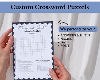Crucigrama Personalizado Boda / Diseñamos tus Crucigramas al 100% / Piensa y Bebe / Pistas y Respuestas Personalizadas / Pistas y Sugerencias