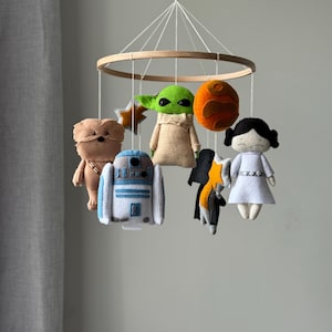 Star Mobile, Baby Mobile with Star Wars Theme, Nursery Decor, Space Baby Mobile, Felt Handmade Baby Newborn Mobile, Hanging Nursery Mobile