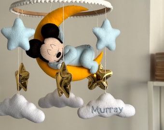 Personalized Mickey Mouse Baby Mobile, Disney Nursery Decor