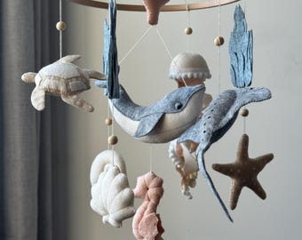 Felt Ocean Nursery Mobile, Whale, Sea Turtle, Starfish