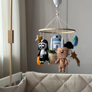 Star Wars Baby Mobile, Handmade Darth Vader & Princess Leia Mobile, Space-Themed Nursery Decor, Perfect Newborn Gift for Star Wars Fans