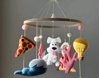 Personalized Baby Mobile, Custom Baby Shower Gift, Baby Crib Nursery Mobile,  Handmade Felt Family Values