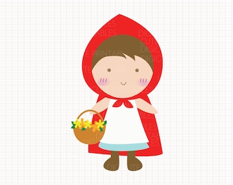 Little Red Riding Hood Digital CLIP ARTS personal and commercial use for invitations, cupcake toppers, birthday cards, party supplies