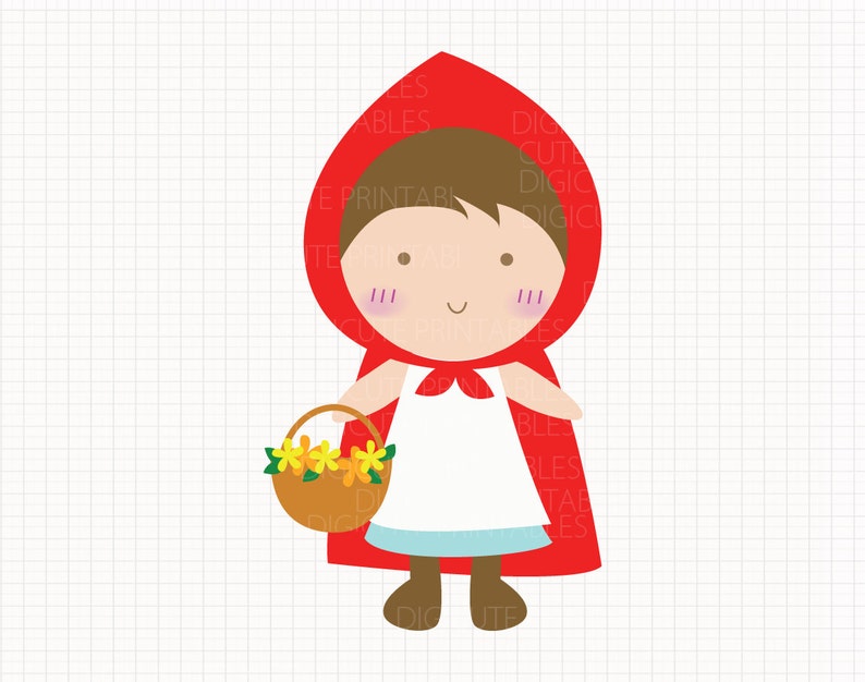 Little Red Riding Hood Digital CLIP ARTS personal and commercial use for invitations, cupcake toppers, birthday cards, party supplies image 1