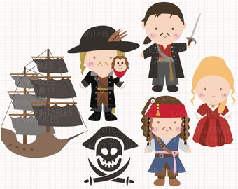 Film Inspired Pirates of the Caribbean Digital CLIP ARTS personal and commercial use for invitations, cupcake toppers, party supplies