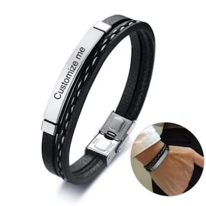 Mens Bracelet With Hidden Message Leather Bracelet Mens Personalized Bracelet Gift For Him