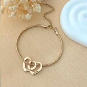 Pulsera personalizada con nombre de corazón de acero inoxidable para mujeres y hombres, cadena de serpiente redonda con letras grabadas, regalo de joyería