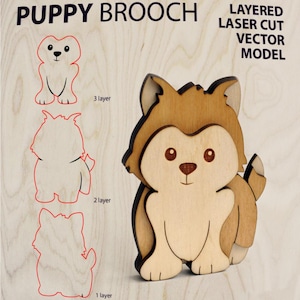 Cane a strati 3D SVG / Modello multistrato tagliato al laser / Decorazione murale per cani per Cricut e Glowforge / Download digitale per la lavorazione del legno