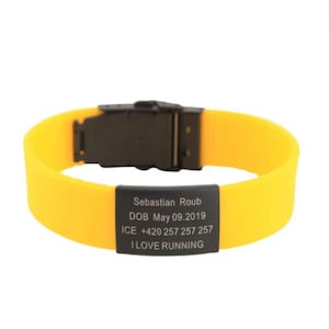 Child Kids SOS ID Safety Wristband Personalized Black Bracelet Baby Child Anti Lost Wrist Band Custom Engraved Silicone Armband