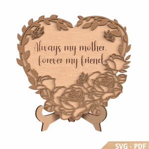 Personalized mother&#39;s hand heart coaster decor svg, Gift For Mom, Mother&#39;s Day svg, Mother&#39;s Day Gifts SVG, Glowforge SVG Files, Laser Cut