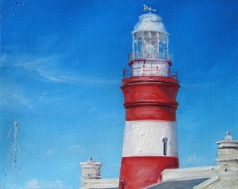 Lighthouse of Alguhas Africa, Original Oil Painting by puci, 8x10"