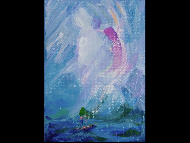 Calming The Waters  original acrylic painting  2.5x3.5 image 1