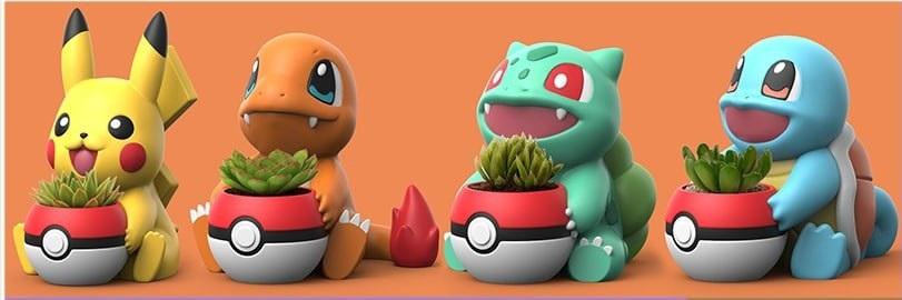 ポケモンピカチュウ３Ｄ　ヒトカゲ　ゼニガメ　ブースター　カイリュー　イワーク ポケモン プランター - フシギダネ - ヒトカゲ - ピカチュウ