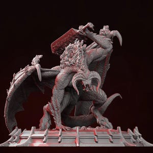 Dämonische Feuerbestie Figur | Balrog-inspiriertes 3D Modell | Printable Fantasy STL für den 3D Druck