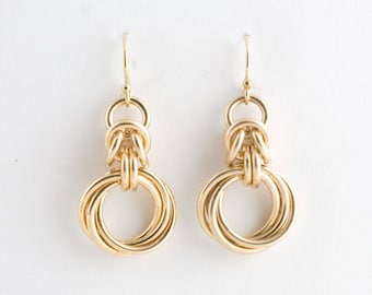 14K Gold Fill Byzantine Love Knots Chainmaille Earrings