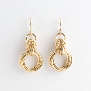 14K Gold Fill Byzantine Love Knots Chainmaille Earrings image 1