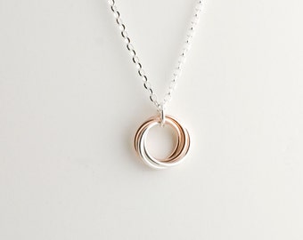 Sterling Silver and 14K Rose Gold Fill Infinity Love Knot Pendant