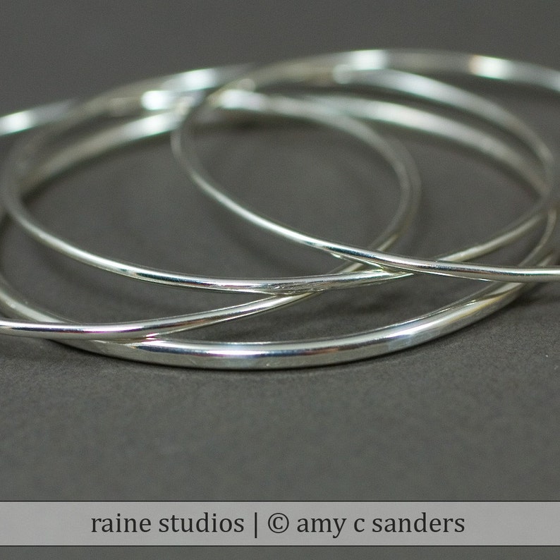 Thick Hammered Sterling Silver Stacking Bangle image 5