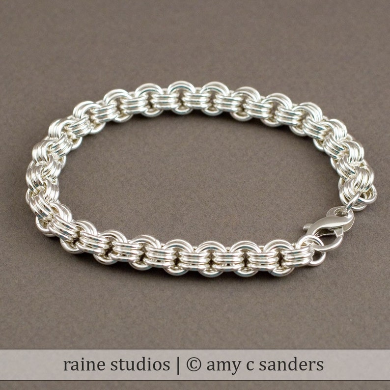 3 in 3 Sterling Silver Chainmaille Handmade Bracelet image 2