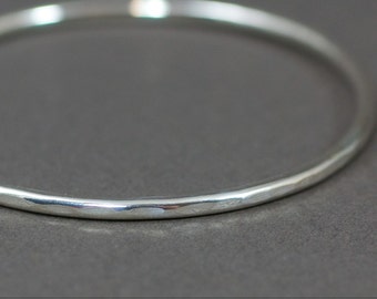 Thick Hammered Sterling Silver Stacking Bangle