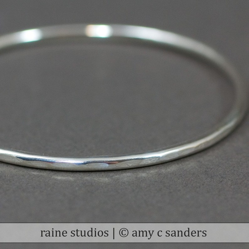 Thick Hammered Sterling Silver Stacking Bangle image 1