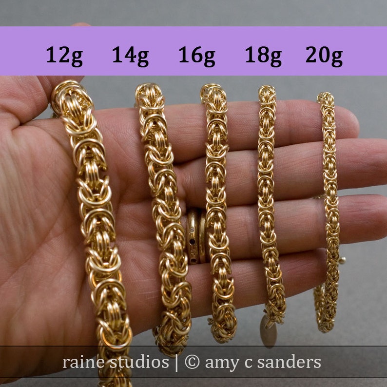 Herren GoldKette Armband 14g Byzantinische Kettemaille 14k gold filled Armband Bild 3