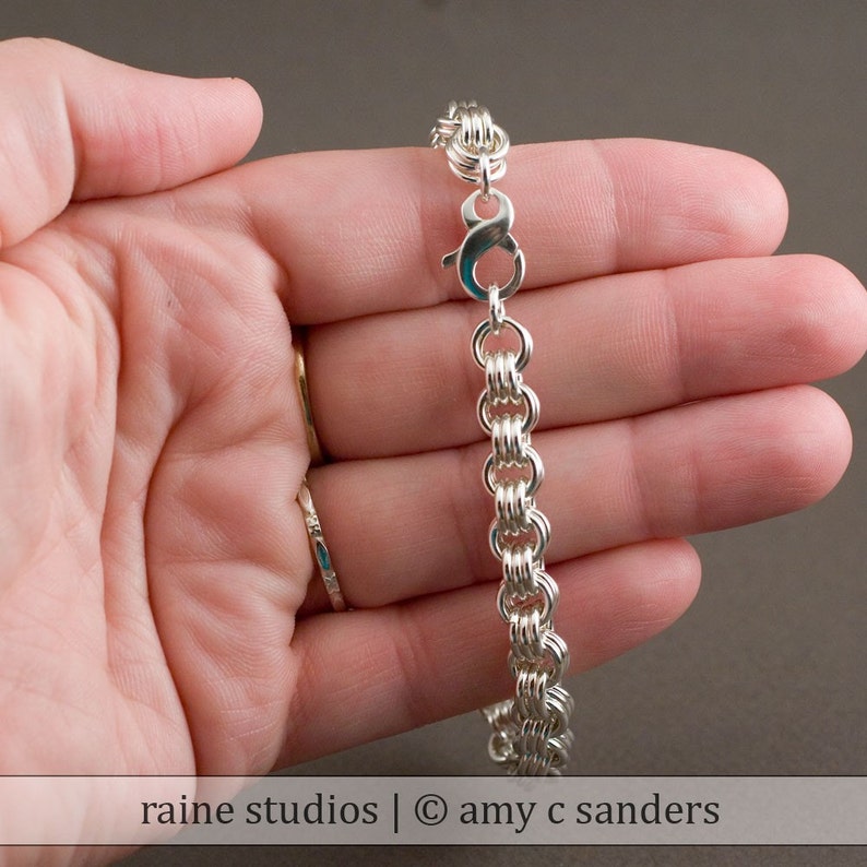 3 in 3 Sterling Silver Chainmaille Handmade Bracelet image 3