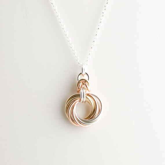 Tri-metal Byzantine Love Knot Earrings