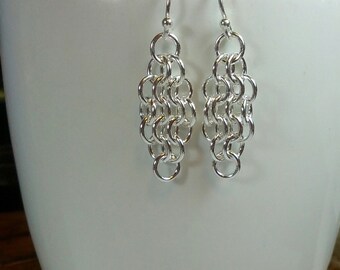 Dainty Sterling Silver Mesh Earrings - size 4