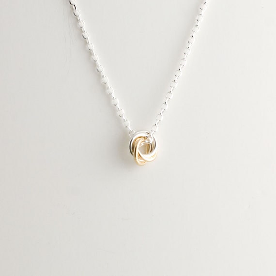 Mini Love Knot Pendant Necklace In Sterling Silver And 14k - Sterling Silver Love Knot Pendant Necklace