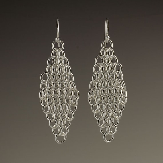 Sterling Silver Mesh Earrings Size 7 Etsy