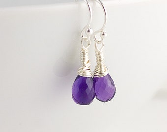 Purple Amethyst Sterling Silver Earrings