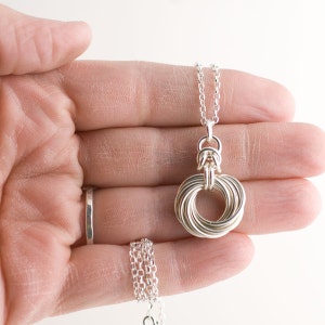 10 Ring Byzantine Love Knot Infinity Necklace Sterling Silver and 14k Rose Gold Fill image 2