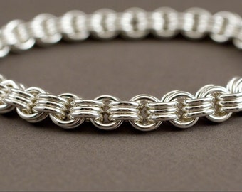 3 in 3 Sterling Silver Chainmaille Handmade Bracelet