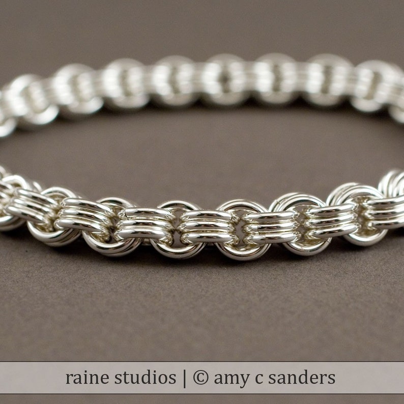 3 in 3 Sterling Silver Chainmaille Handmade Bracelet image 1