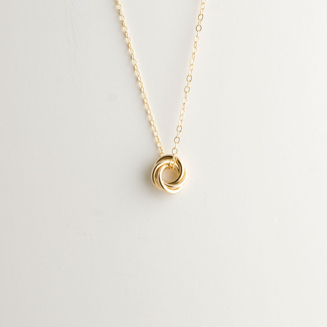Mini Love Knot Pendant Necklace in 14k Yellow Gold Filled - Chainmaille ...