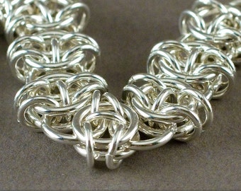 Men's Celtic Chain Bracelet - Sterling silver celtic visions chainmaille