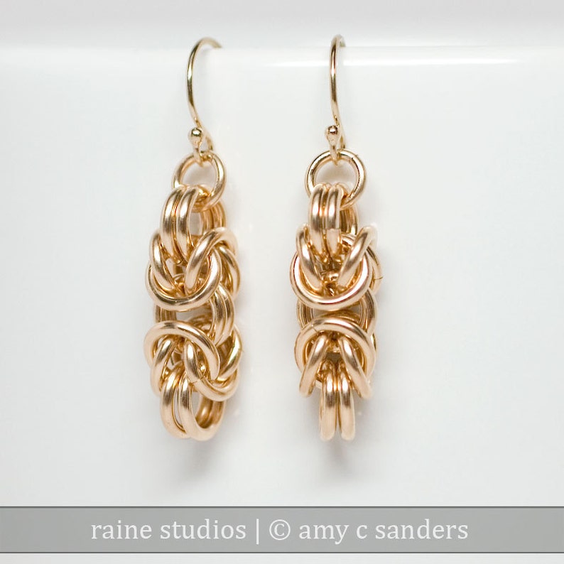 Byzantine Earrings.14k Gold Filled Chainmaille Earrings. - Etsy