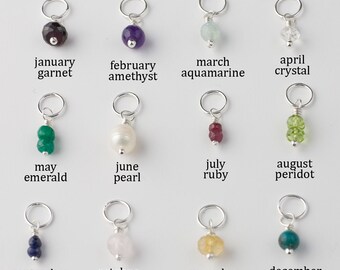 Birthstone Charm - Gemstone or Swarovski Crystal Dangle