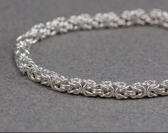 Delicate Sterling Bracelet 20g Byzantine Silver Handmade Chainmaille