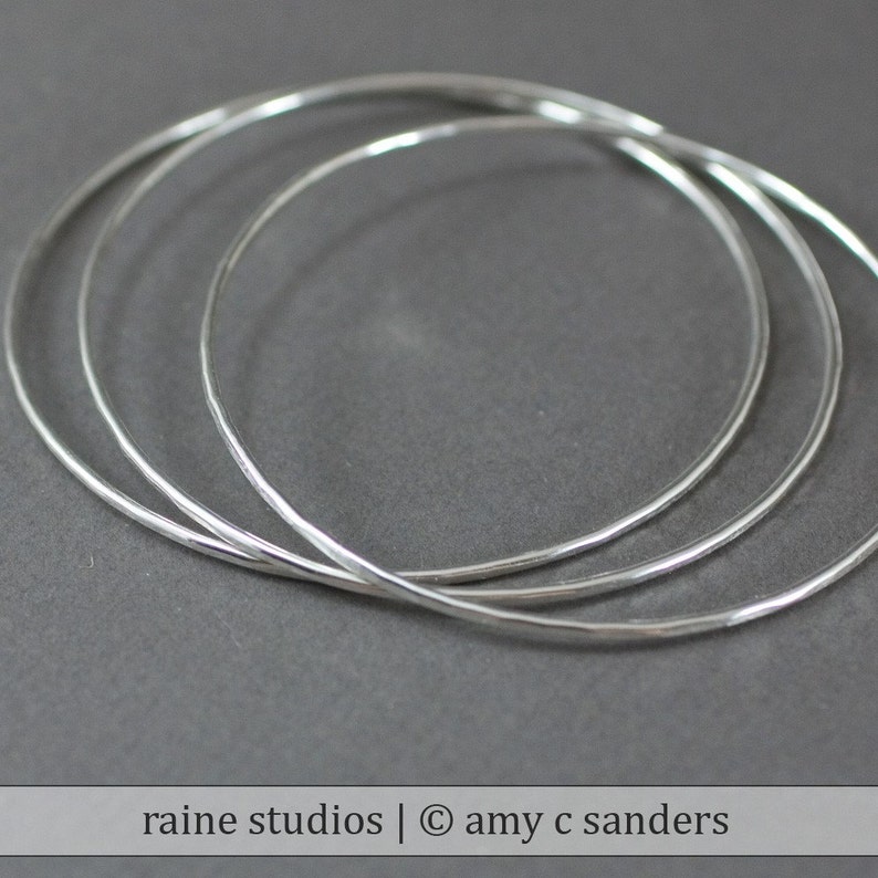 Sterling Stacking Bangle Sterling Silver 14g Hammered Smooth Modern - Etsy