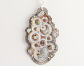 Organic Circles Enameled Pendant Necklace - One of a Kind
