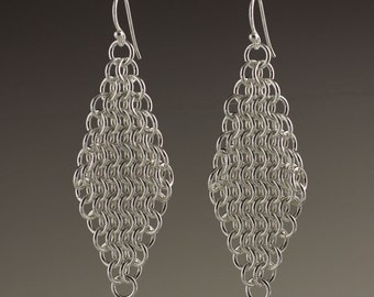 Sterling Silver Mesh Earrings - size 8