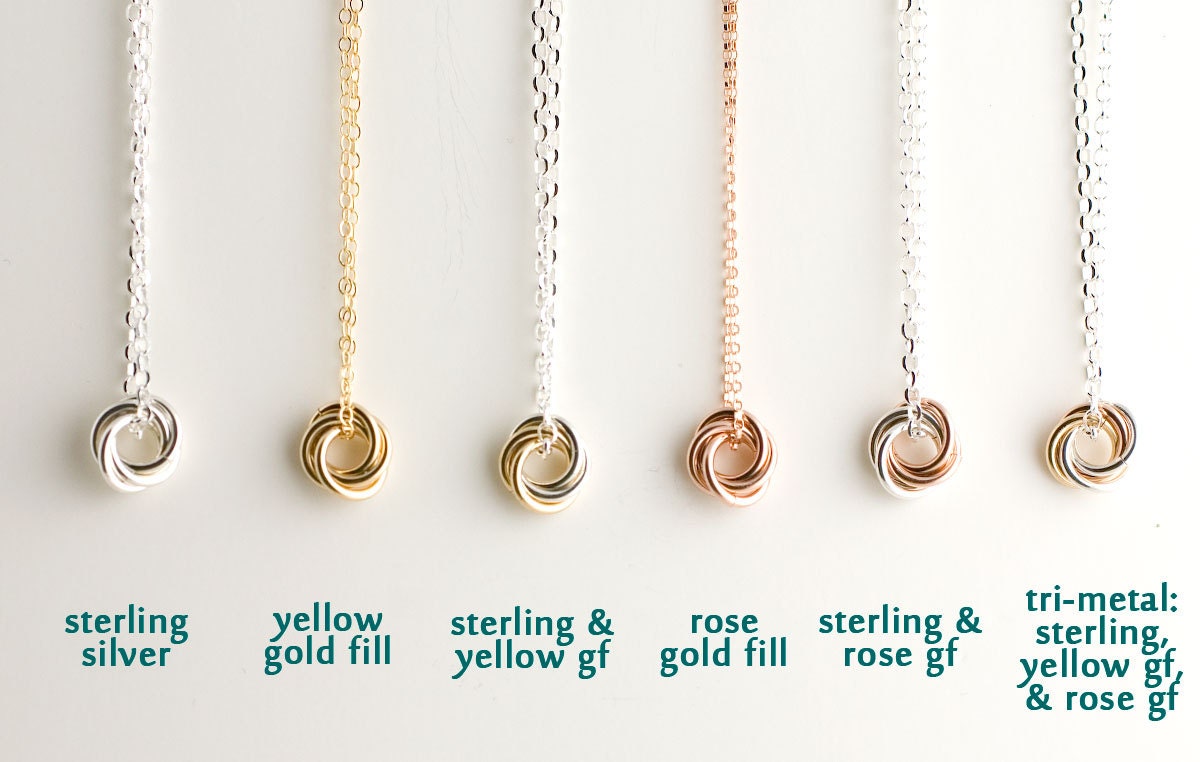 Mini Love Knot Pendant Necklace in Sterling Silver - Chainmaille Vortex ...