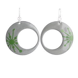 Green Starburst Eclipse Enamel Earrings