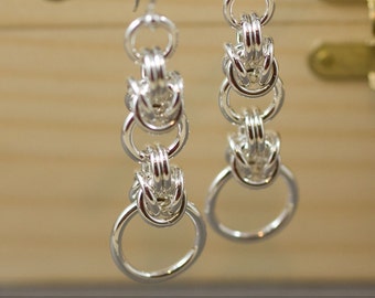 Interupted Byzantine Sterling Silver Chainmaille Earrings