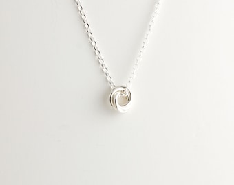 Mini Love Knot Pendant Necklace in Sterling Silver - Chainmaille Vortex Swirl Eternity